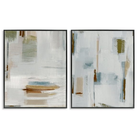 Stupell Industries Sophisticated Soft Abstraction Abstract Painting Black Framed Art Print Wall Art, 11 x 14, Set of 2
