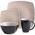 thumbnail image 3 of Gibson Elite Soho Lounge Square 16 Piece Stoneware Dinnerware Set, Black/Taupe, 3 of 4