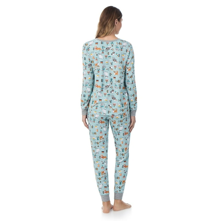 Petite Cuddl Duds Cozy Long Sleeve Henley Pajama Top Pajama Bottoms Set Color Multi Boho Fairisle Size M PETITE Walmart