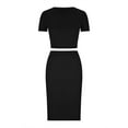 thumbnail image 6 of Jalioing Women's 2 Piece Skirt Set Tight A-Line Midi Skirts with Short Sleeve Crop Top Slim 2PCS Ladies Sets, 6 of 6