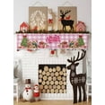 thumbnail image 3 of Christmas Cats Mantel Scarf Fireplace Decorations for Living Room, XmasTree Winter Gifts Floral Pink Plaid Fireplace Mantel Scarf Cover Runner for Halloween/Thanksgiving/Christmas Decor 60"x17", 3 of 6