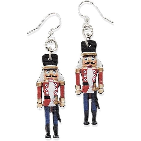 SAGEFINDS Birch Wood Nutcracker Earring | Toy Soldier Dangle Earring | Stainless Steel French Hooks