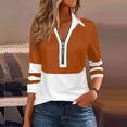 thumbnail image 6 of Women's Striped Long Sleeve Casual T-Shirt with V-Neck, 6 of 8