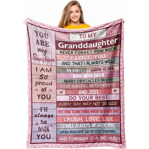 LHSHID Granddaughter Gifts from Grandma Grandpa Gifts for Granddaughter Granddaughter Gift Ideas to My Granddaughter Christmas Graduation Birthday Valentine’s Day Gift Throw Blanket 30"x40"