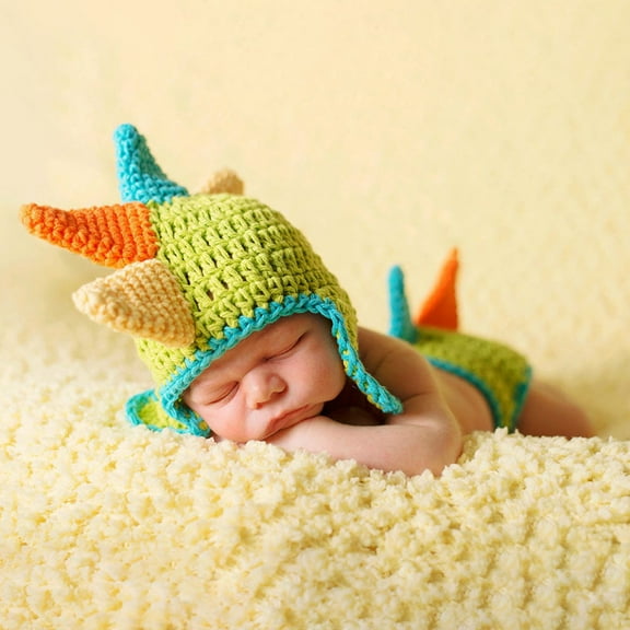 MUSEYA 1 Set Crochet Baby Outfit for Baby Photoshoot Props Design Green