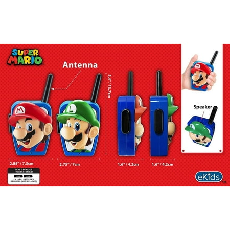 Super Mario Bros Walkie Talkies, Long Range, Two Way Static Free Radios
