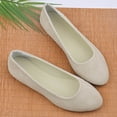 thumbnail image 4 of Fengqque Women’s Ballet Flat Shoes Dress suede Round Toe Slip On Ballerina Walking Soft Sole Flats Shoes for Woman Beige 6.5(38), 4 of 9