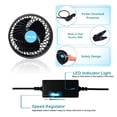 thumbnail image 3 of Yerloa 6‘’ 12V Car Fan Auto Cooling Fan Vehicle Clip Fans, Low Noise 360 Degree Rotating Step-less Speed Car Fans with Adjustable Clip & Cigarette Lighter Plug for Vehicle Truck RV SUV Boat-2026 NEW, 3 of 8