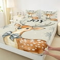 thumbnail image 3 of Feelyou Cartoon Reindeer Twin Sheet Sets, Christmas Snowflake Twin Fitted Sheet, Cute Deer Animal Flat Sheet, Luxury Bedroom Decor,3-Piece, 3 of 7