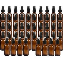 Global Amber 1oz Black Mist Sprayer Bottle (30ml) Pack of 48 - Glass Tincture Bottles with Black Mist Sprayers for Essential Oils & More Liquids - Leakproof Travel Bottles