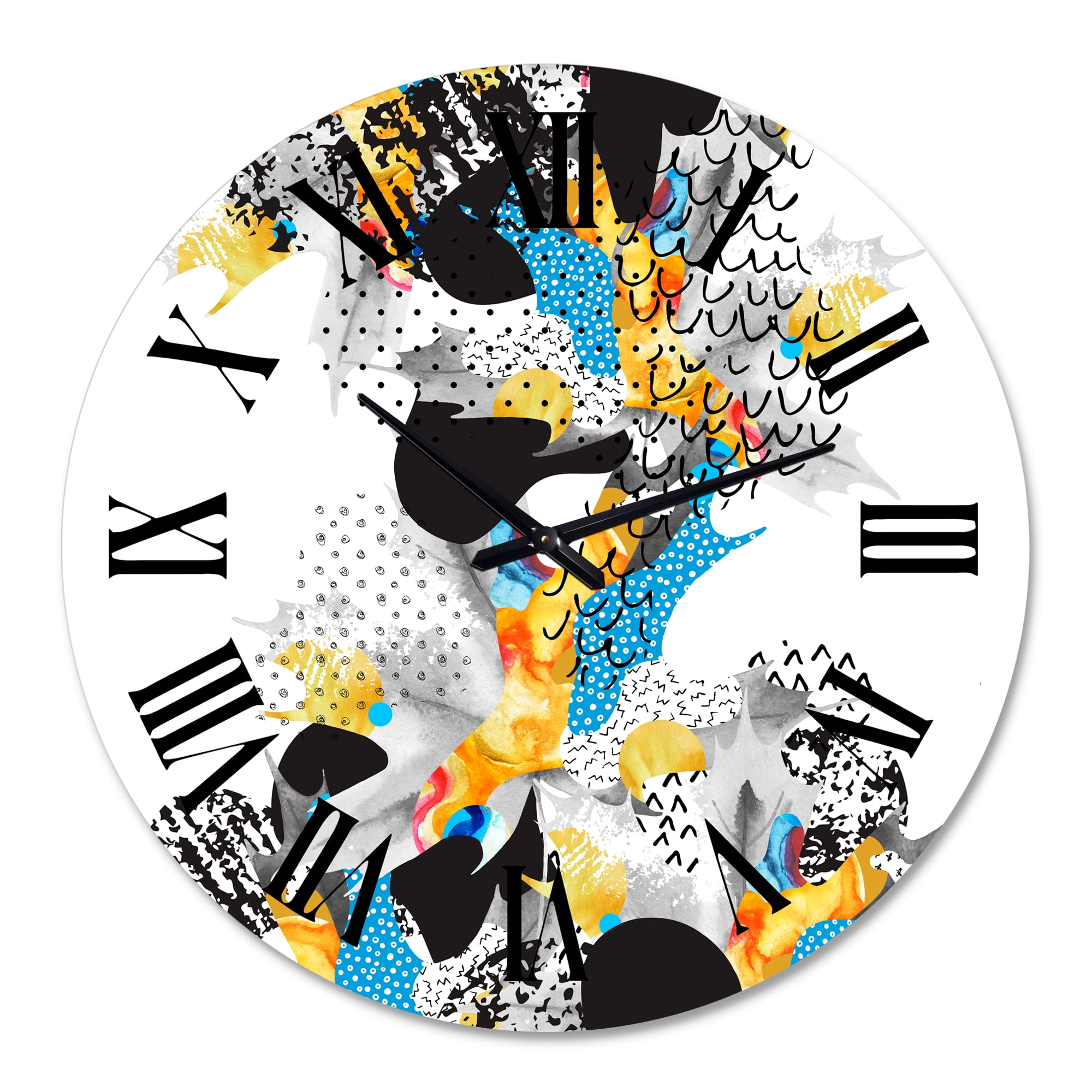Designart 'Minimal Fluid Shapes In Bauhaus Memphis Style' Modern Wall Clock