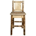 thumbnail image 6 of Glacier Country Collection Barstool w/ Back - Buckskin Upholstery, w/ Laser Engraved Wolf Design, 6 of 11