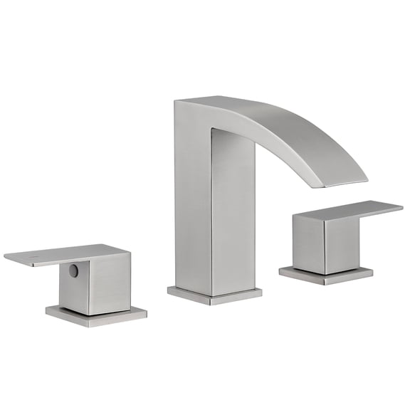 JERFIT 8 inch Widespread Bathroom Faucet, Brushed Nickel 3 Hole Vanity Sink Faucet with Double Lever Handle, Stainless Steel Basin Mixer Tap