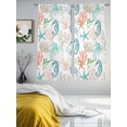 thumbnail image 3 of Teal Seahorse Starfish Sheer Curtains 2 Panels Set Summer Beach Coral Shell Watercolor Sheer Window Curtains Light Filtering Rod Pocket Voile Drapes for Bedroom Living Room 52"x63", 3 of 8