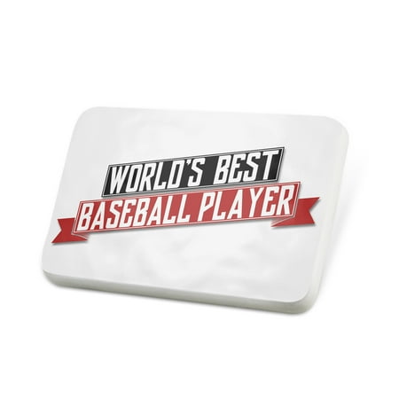 Porcelein Pin Worlds Best Baseball Player Lapel Badge –