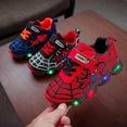 thumbnail image 4 of Chaussures de Sport pour Enfants Spiderman Espadrilles Lumineuses Led pour Garçons, Rouge, 4 of 5