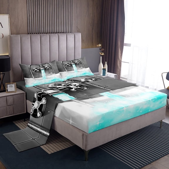 Erosebridal Glitter Showerhead Sheet Set Twin,Dreamy Princess Bedding Sets Twin Size,Teal Grey Twin Sheet Sets,Lightweight Bling Bedroom Decoration,3pcs
