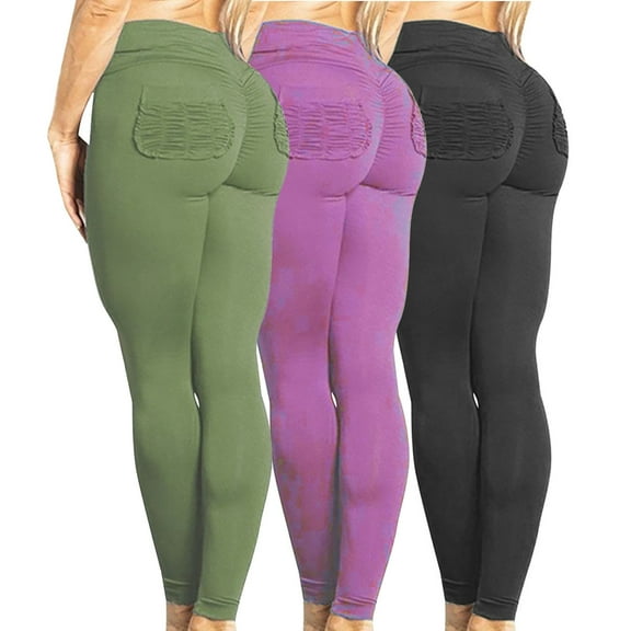 YUGYXL High Waist Yoga Leggings for Women Casual Tummy Control Butt Lift Workout Pants Fashion Running 4 Way Stretch Women Yoga Pants Green,S