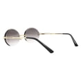 thumbnail image 3 of Rimless Oval Sunglasses Gold Frame Smoke Beveled Lens Unisex UV 400, 3 of 4