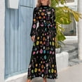 thumbnail image 4 of Sugar Skull Cat Dress Day of The Dead Street Style Beach Dresses Woman Long Sleeve High Waist Modern Long Maxi Dress, 4 of 5
