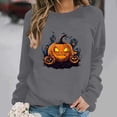thumbnail image 2 of Meichang Chandails d'Halloween pour Femmes Chandail Graphique Citrouille Chandails de Fête Hauts d'Automne à Manches Longues Col Rond Chandails Vintage d'Halloween, 2 of 7