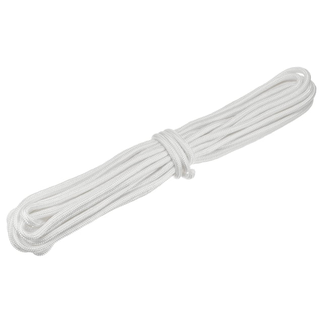 Unique Bargains 49Ft 5/16 Inch (8mm) Polyester Rope, Clothesline Braided Rope for Garden Camping Laundry Drying, White