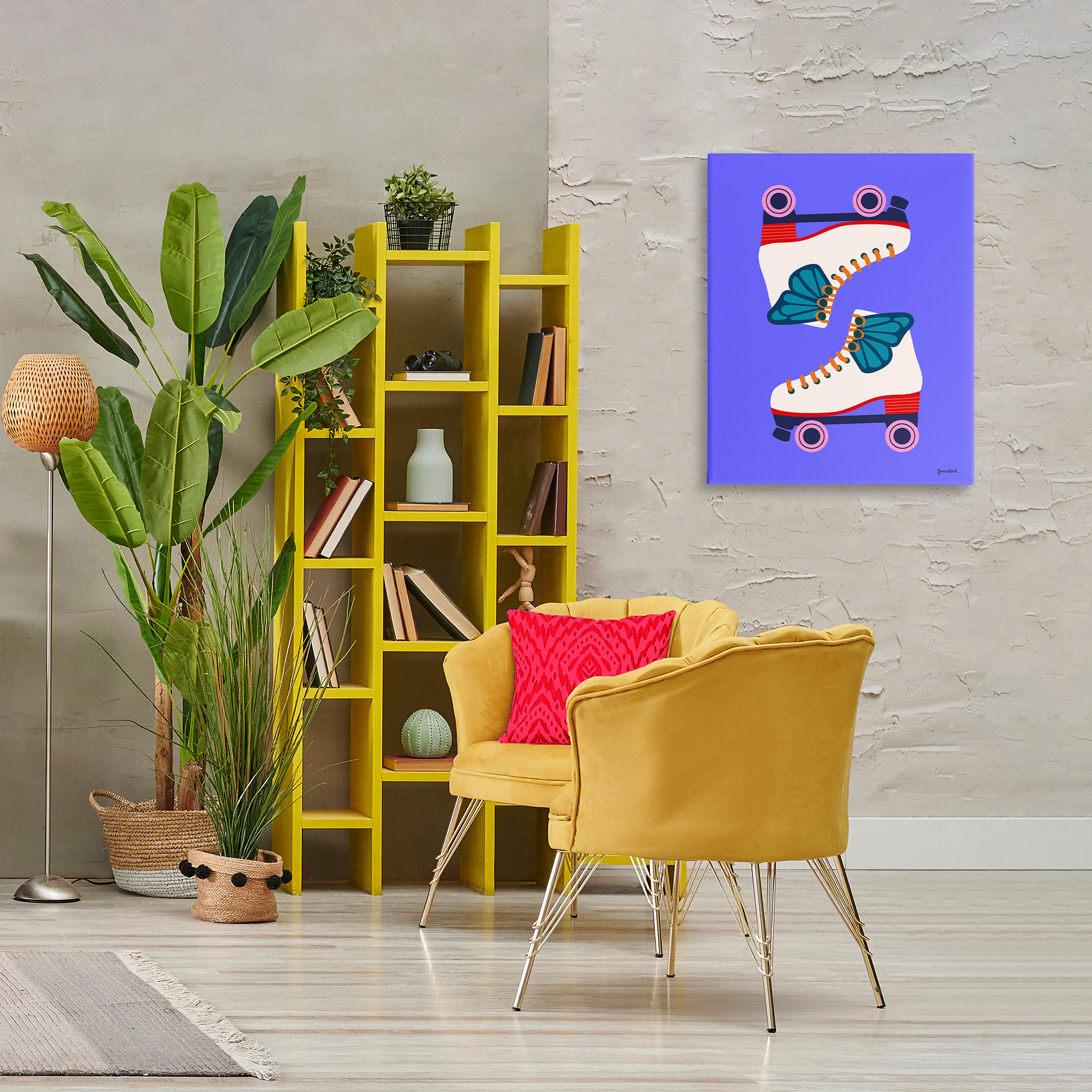 Stupell Industries Bold Roller Skates Entertainment Painting Wrapped Canvas Art Print Wall Art, 24 x 30