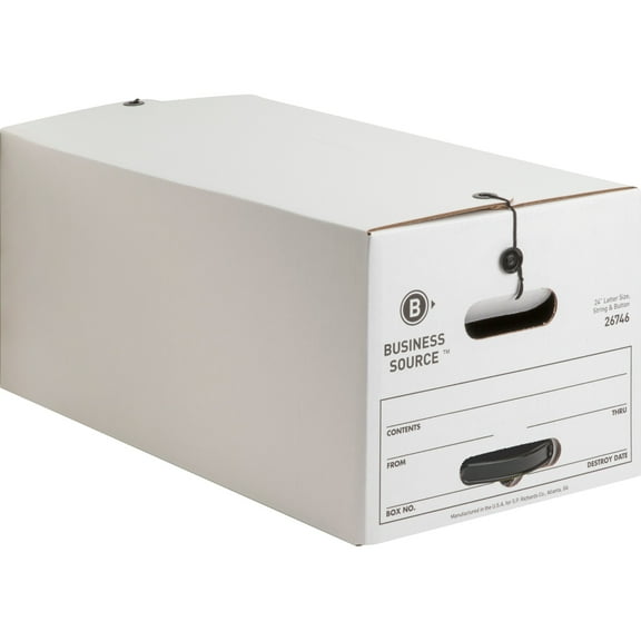Business Source Medium Duty Letter Size Storage Box - Internal Dimensions: 12" Width X 24" Depth X 10" Height - External Dimensions: 12.3" Width X 24.1" Depth X 10.8" Height - Media Size Supported: