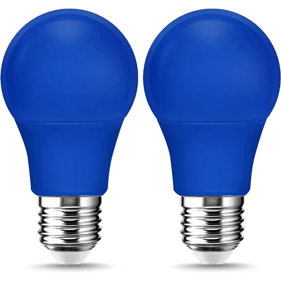 SHIQI-2 Pack Blue LED A19 Light Bulbs, 9W (60Watt Equivalent), E26 Base Blue LED Blue Bulb, Colored Light Bulbs for Porch, Party Decoration, Home Lighting, Holiday Lighting (Blue Light)