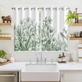 thumbnail image 2 of Wildflower Leaf Kitchen Curtains 63 Inch Length, Green Floral Botanical White Watercolor Grommet Top Bedroom Living Room Curtains, Light Filtering Cafe Curtain Drapes 2 Panels Set 104''x63'', 2 of 9