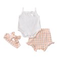 thumbnail image 2 of Ropa de bebé Herrnalise, 3 piezas, chaleco blanco sin mangas, mono, pantalones cortos, diadema, 2 of 8