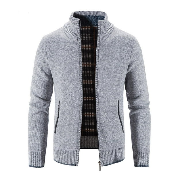 Men Casual Winter Turtleneck Long Sleeve Knitting Hooded Cardigan