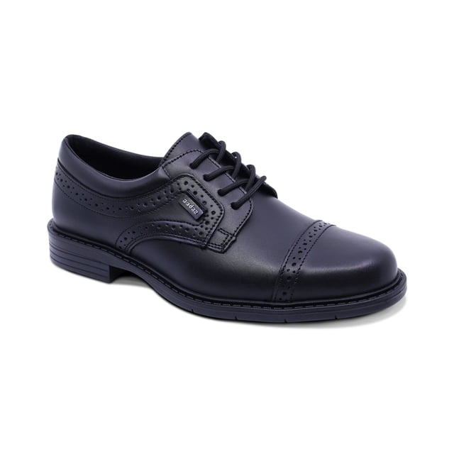 Zapato escolar Audaz para niño de piel negro Adams con diseño perforado
