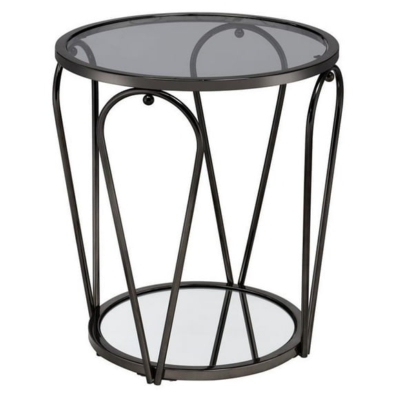 Furniture of America Miffa Contemporary Metal 1-Shelf End Table in Black