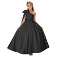 thumbnail image 2 of ITSAME Girls Formal Maxi Dress Bow One Shoulder Waist-Cinching Princess Pageant Wedding Party Ball Gown Black Size 12, 2 of 6