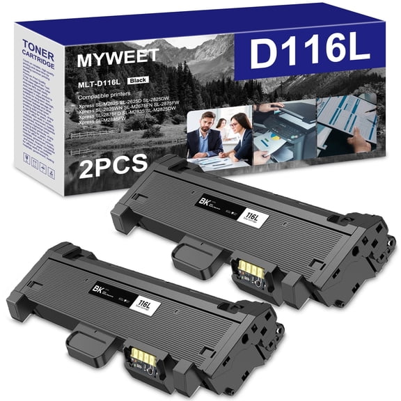MLT-D116L Toner Cartridge Compatible for Samsung 116L MLT116L MLT D116L for Xpress SL-M2625 SL-2825DW SL-M2675FN SL-2875FW Printer(2 Black)