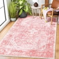 thumbnail image 1 of Pink Rugs for Bedroom Girls 3'x5' Rug Washable Boho Area Rug for Living Room Small Cute Non Slip Throw Carpet for Bedside Dorm Shower Room Soft Light Pink Floral Home Decor Pink 3'x5', 1 of 5