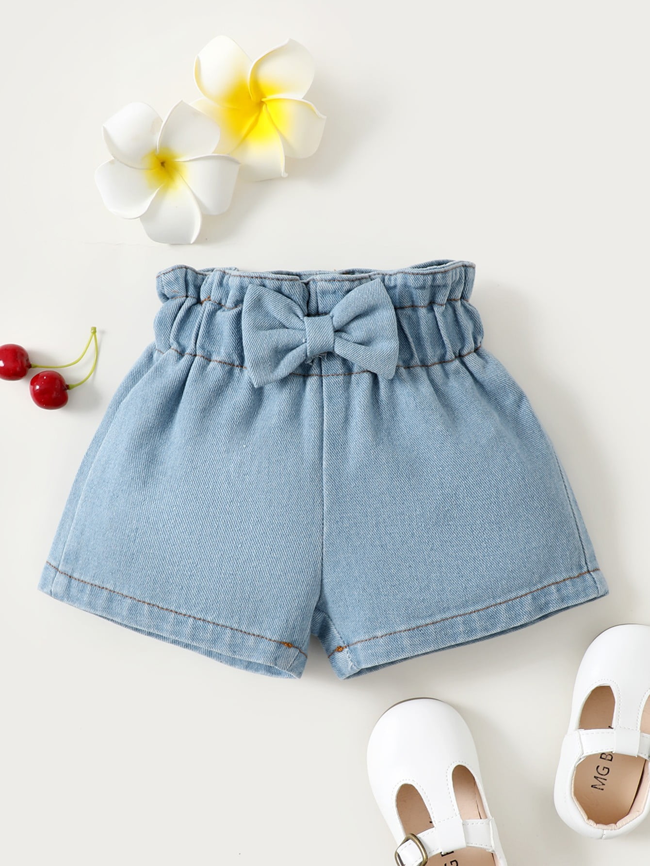 ZCFZJW Toddler Baby Girls Casual Denim Shorts Middle School Students Summer  High Waisted Thin Elastic Waistband Jeans Short Pants #02-Blue 14-15 Years