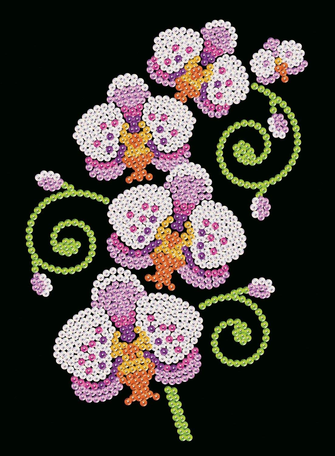 Sequin Art - Sparkling Orchids Flower Design - Sparkling Art Design and Craft