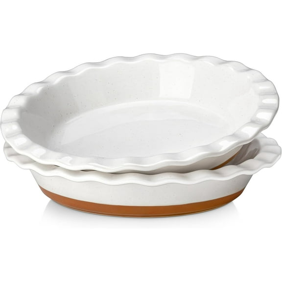 Ceramic Pie Pan Set of 2-9 Inch Quiche Baking Dish Nonstick Pie Plate, Deep Dish Scratch-Resistant Pie Pan for Apple Pie Pot Pie, Series TARA