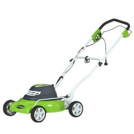GreenWorks 25012 12 Amp 2-in-1 Electric Push Lawn Mower with 18"" Cutting Width
