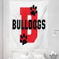 thumbnail image 1 of English Bulldog Tapestry, Paw Print Silhouette and Giant B Letter Background Custom Logo Design, Fabric Wall Hanging Decor for Bedroom Living Room Dorm, 5 Sizes, Red Black White, by Ambesonne, 1 of 1