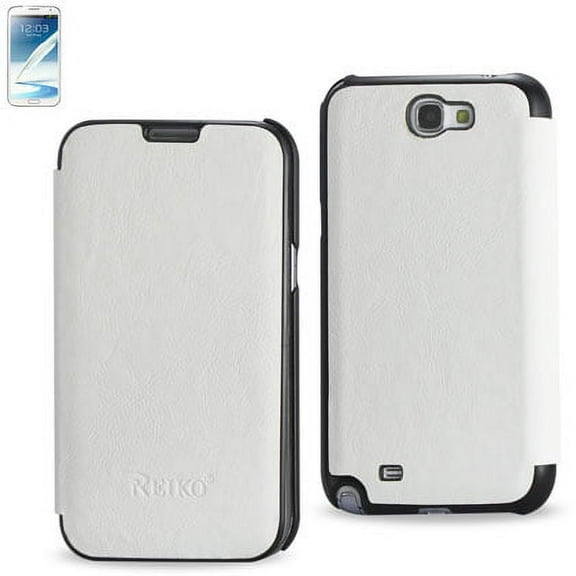 Reiko Premium Flip Wallet Fitting Case for Samsung Galaxy Note II N7100, White