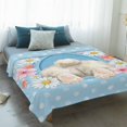 thumbnail image 4 of Blue Pink Easter Blanket Soft Cozy Warm Throw Blanket for Couch, Plush Fuzzy Flannel Fleece Blankets for Sofa, Easter Bunny Watercolor Dots Floral Artwork Bed Blankets Gifts for Men, 50"x60", 4 of 9