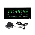 thumbnail image 2 of Reloj de pared LED digital Fecha Hora Semana con segundos Decoración Carga USB Reloj despertador Relojes de escritorio para dormitorio Tienda Escuela Verde, 2 of 9