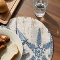 thumbnail image 3 of Vintage Nautical Round 15 Inch Placemats Set of 2, Summer Coastal Floral Starfish HeatResistant Non Slip Place Mats for Dining Table, Wipeable Braided Kitchen Table Mats for Housewarming, 3 of 9