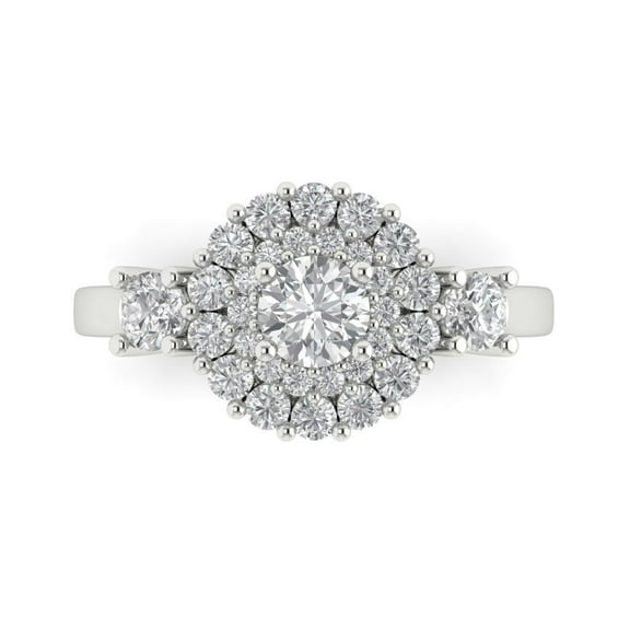 Halo Engagement Ring for Women - 1.4ct Simulated Diamond in 18K White Gold Promise Ring
