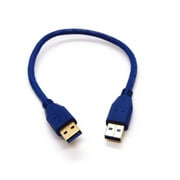 1Ft USB 3.0 Super Speed Gold Plate Type A Male to Male Blue Cable