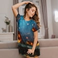 thumbnail image 3 of Easygdp Spooky Halloween Camisón de manga corta para mujer, informal, estampado, 3 of 6