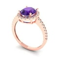 thumbnail image 2 of 2.27 ct Oval Cut Natural Amethyst Solitaire with Accents Engagement Ring for Women in 18K Rose Gold, 2 of 5